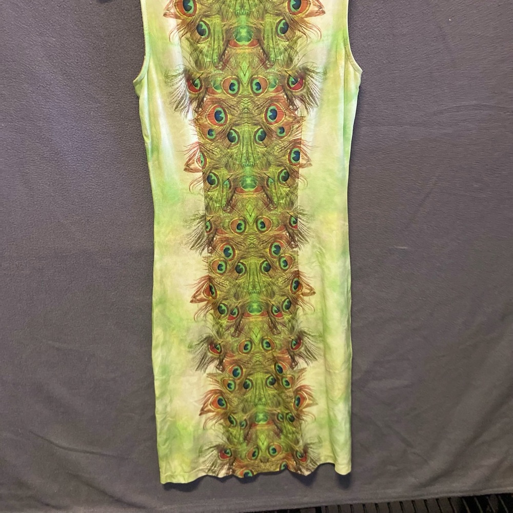 Peacock bodycon dress green s